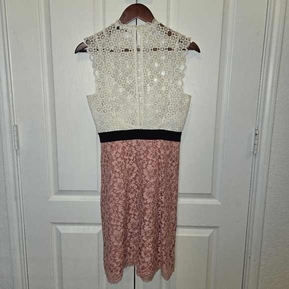 Sandro Gab Embroidered Floral Lace Two-Tone Open-Back Mini Dress – Size 38 #N4 - Picture 2 of 8